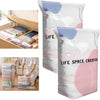 Large vacuum storage bags for comforters and bedding shown with before and after examples.