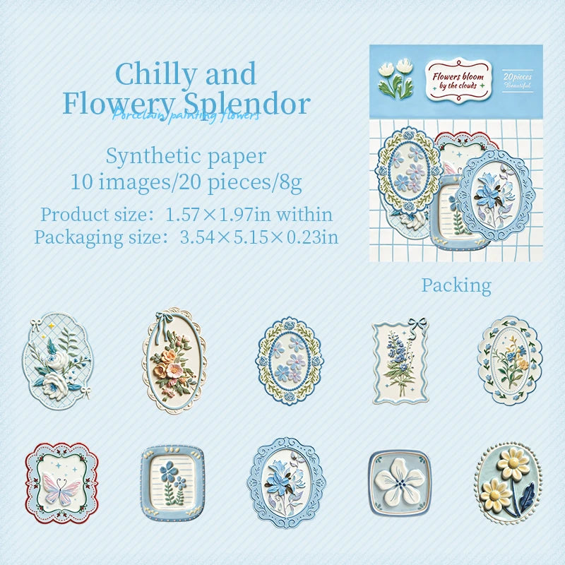 A collection of synthetic paper botanical flower stickers featuring various floral designs for crafting and journaling.