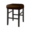 A dark brown waterproof PU leather bar stool cover with a black wooden frame.