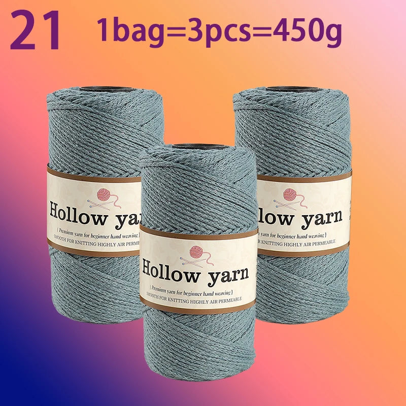 Three spools of Hollow yarn, 21 units total, with a weight of 450g each.