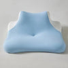 Light blue ergonomic wedge pillow for neck support and comfort