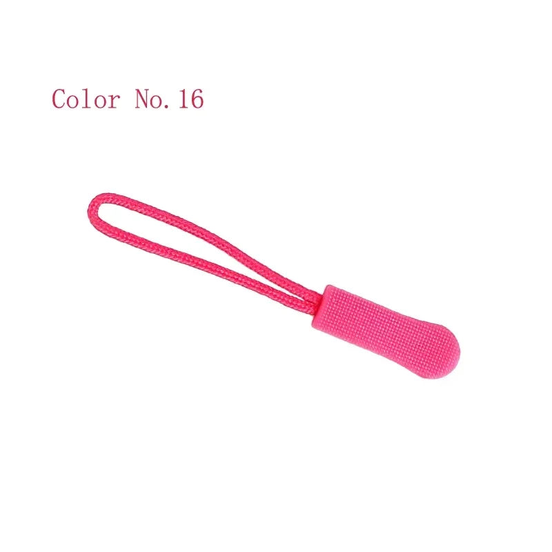 Pink replacement zipper pulls for bags and apparel, shown against a white background.