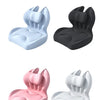 Set of four memory foam lumbar support cushions in light blue, black, pink, and white.