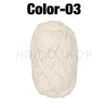 A ball of white soft velvet chenille yarn labeled Color-03 for crafting.