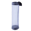 A clear mesh trash bag with a gray top and black tie, designed for kitchen or bathroom organization.