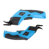 A blue and black cordless electric scissors tool shown from the side.