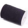 A roll of black adjustable elastic bands for garments.