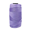 A spool of purple 1.5mm cotton silk thread for knitting and crafting.