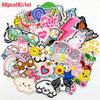A collection of assorted cartoon embroidery patches featuring various animals, hearts, and abstract shapes for DIY projects.