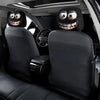 Black car seat covers featuring decorative smiley face designs for automotive upholstery