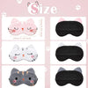A set of three cute animal cartoon sleep masks featuring cats in pink, white, and gray colors.