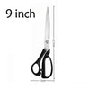 A pair of professional heavy duty fabric scissors with a 9 inch blade and 7.5 cm length.