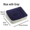 A rectangular blue with gray inflatable body support pillow shown from above.