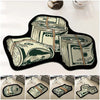A set of decorative anti-slip floor rugs featuring rolled US dollar bills in various colors and designs.