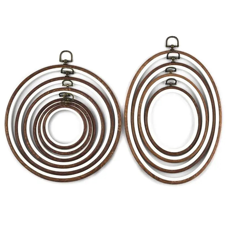 Pair of round wooden embroidery hoops for cross stitch