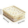 A beige foldable storage bag with a mesh top and bottom, designed for storing blankets or bedding.