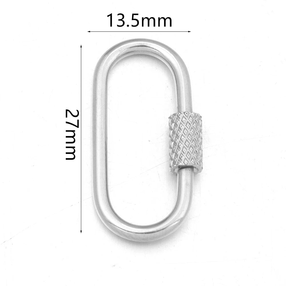 Silver heart-shaped screw lock carabiner clasp for jewelry making with a textured finish