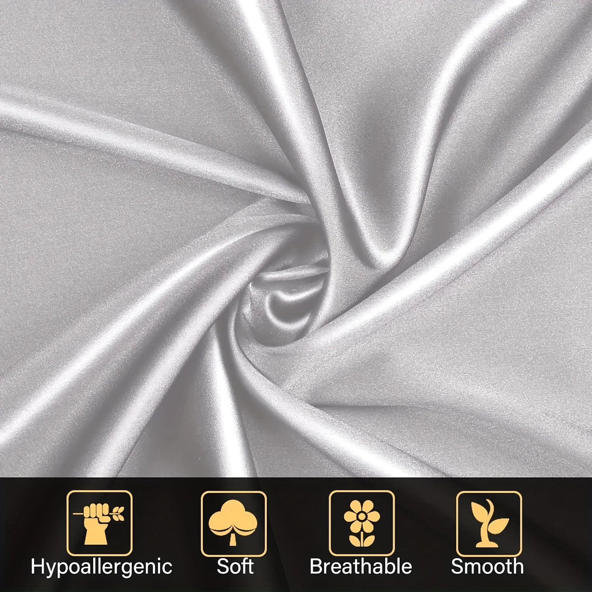 Roll of silky satin fabric showing smooth texture and drape for pillowcases
