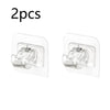 Two clear self-adhesive curtain rod clips for windows and walls.