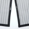 A pair of black automatic mosquito net curtains for doors and windows.