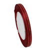 Roll of 6mm gold-edged satin ribbon in deep red for gift wrapping and crafts