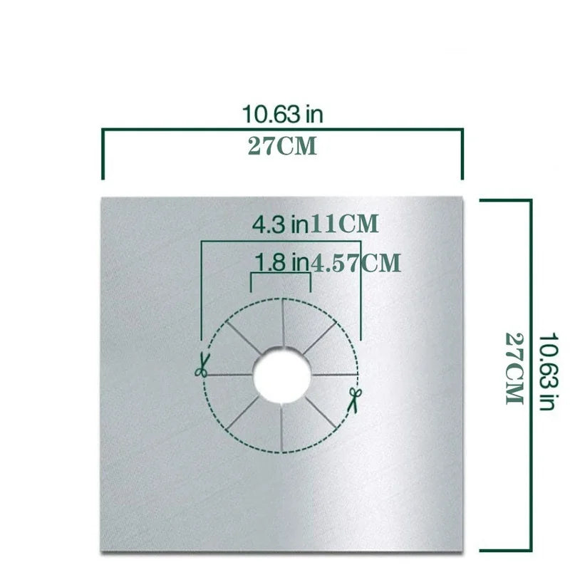 A silver metal plate with a central hole and surrounding cutouts, measuring 10.63 inches by 27cm.