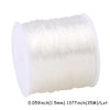A spool of transparent elastic cord for jewelry making, measuring 1377 inches (35M).