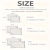 Size chart showing pillowcase dimensions for standard, queen, and king sizes.
