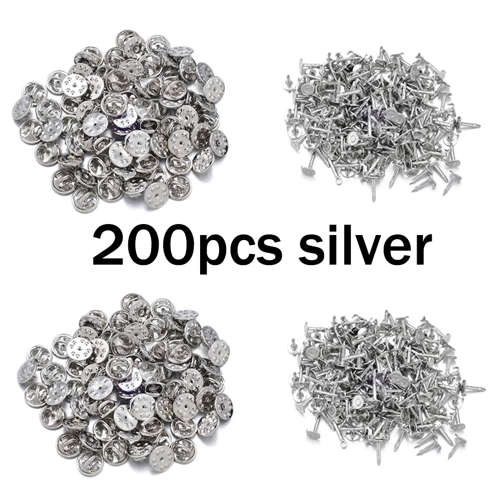 A pile of 200 silver butterfly brooch clasps and tie tacks metal pin findings for jewelry making
