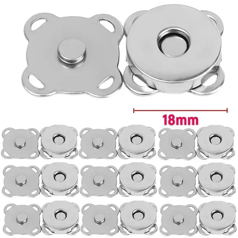 Silver magnetic snap fasteners for bags, purses, and craft projects