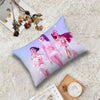 Purple cushion covers featuring illustrations of K-Pop demon hunter characters