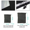 Various sizes of heavy duty waterproof BBQ grill covers shown with close-ups and dimensions.