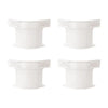 Four white heavy duty bed sheet corner tightener clips shown in different views