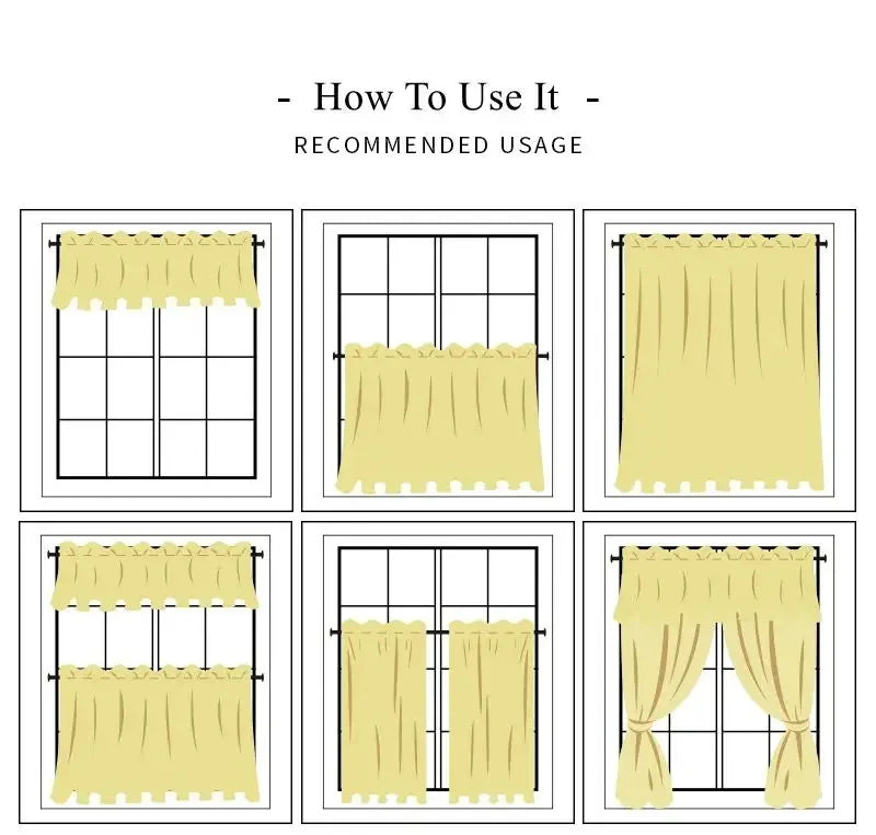 How to use recommended usage guide for a beige gingham crochet lace curtain valance