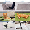 Comparison showing before and after of reusable non-slip rug grippers for easy falling and looping.