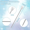 Diagram showing the dimensions and details of pearl pin teardrop corsage boutonniere pins, including the pin, steel pins, and