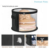 Black collapsible hat storage organizer with a clear window showing various hats and fabric features