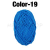 A ball of bright blue Color-19 chenille yarn for crafting.