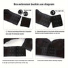 Diagram showing how to use a bra extension buckle for fitting and support