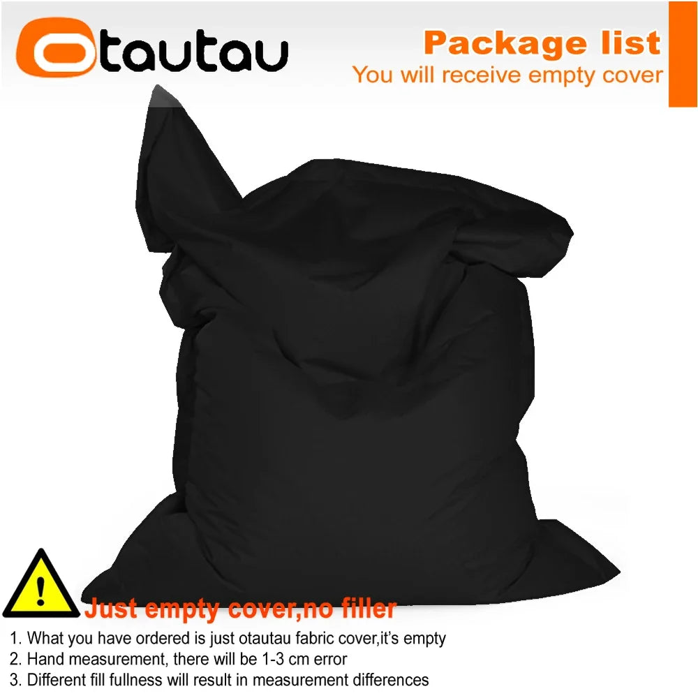 Black empty cover for an outdoor bean bag or pouf