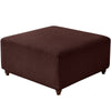 A dark brown stretch jacquard ottoman and stool cover with a textured weave.
