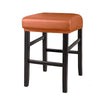 A brown waterproof PU leather bar stool cover with a black wooden frame.