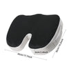 Black and gray ergonomic U-shaped massage seat cushion with dimensions 45cm long and 36cm high.