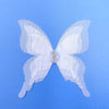 White sheer fabric butterfly tiebacks with silver rhinestone accents
