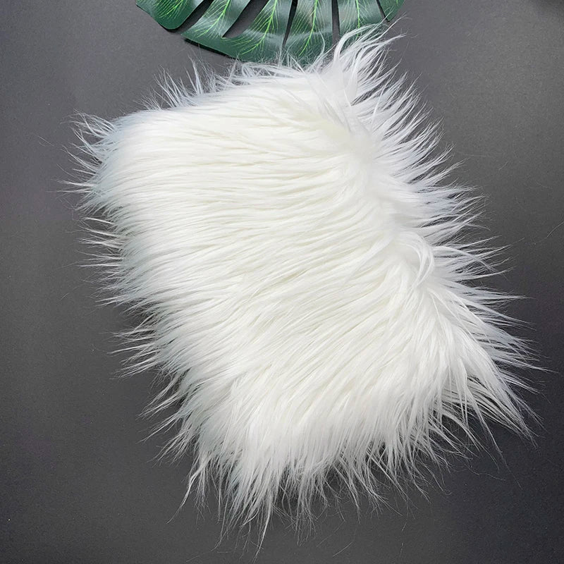 White faux fur plush fabric used for sewing and crafting