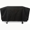 Black heavy-duty waterproof grill cover for a Blackstone, shown flat.
