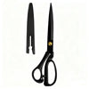 A pair of black heavy-duty tailor scissors with an ergonomic handle shown against a white background.