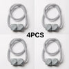 Four silver magnetic curtain tiebacks shown in various angles