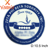 A round blue and white patch featuring the text Zeta Phi Beta Sorority, Inc. and related service information.