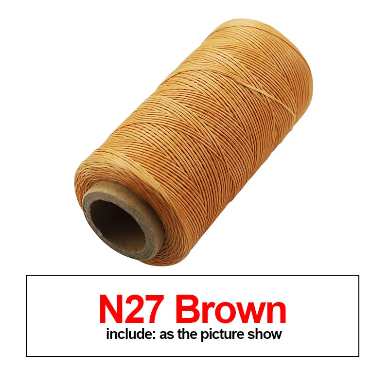 A roll of N27 Brown waxed thread for leather and crafting.